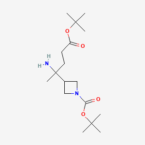 molecular formula C17H32N2O4 B14913255 tert-Butyl 3-(2-amino-5-(tert-butoxy)-5-oxopentan-2-yl)azetidine-1-carboxylate 