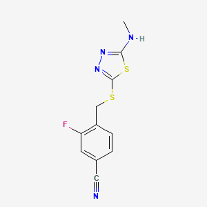 3-Fluoro-4-(((5-(methylamino)-1,3,4-thiadiazol-2-yl)thio)methyl)benzonitrile