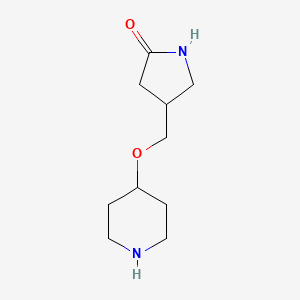 molecular formula C10H18N2O2 B1491336 4-((Piperidin-4-yloxy)methyl)pyrrolidin-2-one CAS No. 1935139-77-7