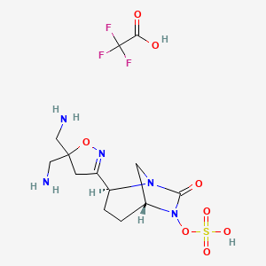 molecular formula C13H20F3N5O8S B14913460 [(2S,5R)-2-[5,5-bis(aminomethyl)-4H-1,2-oxazol-3-yl]-7-oxo-1,6-diazabicyclo[3.2.1]octan-6-yl] hydrogen sulfate;2,2,2-trifluoroacetic acid 