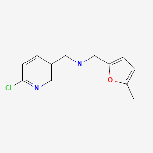 molecular formula C13H15ClN2O B14913574 1-(6-Chloropyridin-3-yl)-N-methyl-N-((5-methylfuran-2-yl)methyl)methanamine 