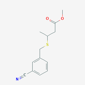 molecular formula C13H15NO2S B14913862 Methyl 3-((3-cyanobenzyl)thio)butanoate 