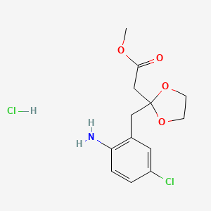 molecular formula C13H17Cl2NO4 B14913909 Methyl 2-(2-(2-amino-5-chlorobenzyl)-1,3-dioxolan-2-yl)acetate hydrochloride 