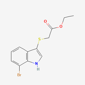 molecular formula C12H12BrNO2S B14913985 Ethyl 2-((7-bromo-1H-indol-3-yl)thio)acetate 