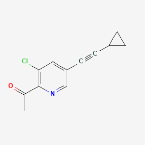 molecular formula C12H10ClNO B14914185 1-(3-Chloro-5-(cyclopropylethynyl)pyridin-2-yl)ethan-1-one 