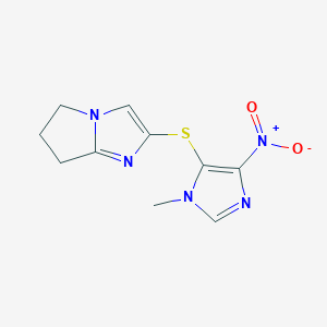 molecular formula C10H11N5O2S B14914249 2-[(1-methyl-4-nitro-1H-imidazol-5-yl)sulfanyl]-6,7-dihydro-5H-pyrrolo[1,2-a]imidazole 