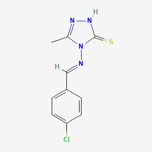 molecular formula C10H9ClN4S B14914338 4-{[(E)-(4-chlorophenyl)methylidene]amino}-5-methyl-4H-1,2,4-triazole-3-thiol 