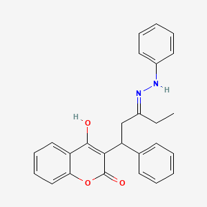 molecular formula C26H24N2O3 B14914471 4-hydroxy-3-[(3E)-1-phenyl-3-(2-phenylhydrazinylidene)pentyl]-2H-chromen-2-one 