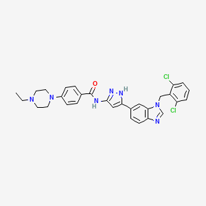 N-[5-[3-[(2,6-dichlorophenyl)methyl]benzimidazol-5-yl]-1H-pyrazol-3-yl]-4-(4-ethylpiperazin-1-yl)benzamide