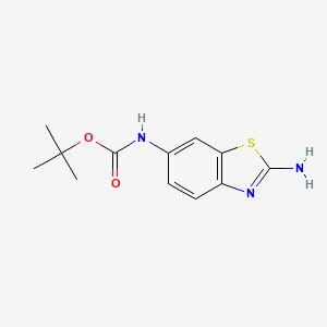 molecular formula C12H15N3O2S B14915044 Carbamic acid, (2-amino-6-benzothiazolyl)-, 1,1-dimethylethyl ester 