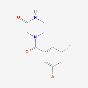 molecular formula C11H10BrFN2O2 B14915061 4-(3-Bromo-5-fluorobenzoyl)piperazin-2-one 