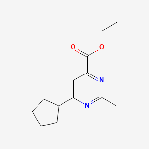 molecular formula C13H18N2O2 B1491527 Ethyl 6-cyclopentyl-2-methylpyrimidine-4-carboxylate CAS No. 2098007-40-8