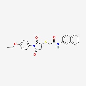 molecular formula C24H22N2O4S B14915349 2-{[1-(4-ethoxyphenyl)-2,5-dioxopyrrolidin-3-yl]sulfanyl}-N-(naphthalen-2-yl)acetamide 