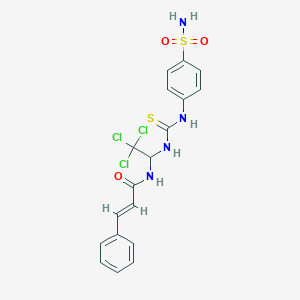 (2E)-3-phenyl-N-(2,2,2-trichloro-1-{[(4-sulfamoylphenyl)carbamothioyl]amino}ethyl)prop-2-enamide