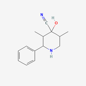 molecular formula C14H18N2O B14915407 4-Hydroxy-3,5-dimethyl-2-phenylpiperidine-4-carbonitrile 