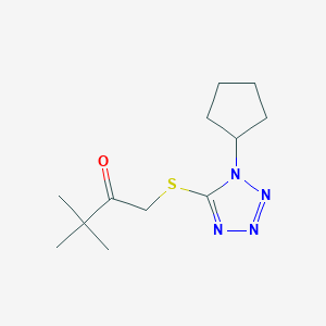 molecular formula C12H20N4OS B14915445 1-((1-Cyclopentyl-1h-tetrazol-5-yl)thio)-3,3-dimethylbutan-2-one 