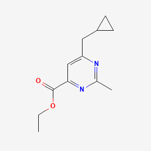 molecular formula C12H16N2O2 B1491545 6-(环丙基甲基)-2-甲基嘧啶-4-羧酸乙酯 CAS No. 2098079-41-3