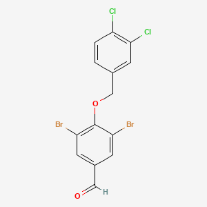 molecular formula C14H8Br2Cl2O2 B14915462 3,5-Dibromo-4-[(3,4-dichlorobenzyl)oxy]benzaldehyde 