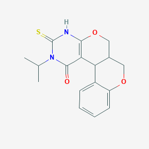 molecular formula C17H18N2O3S B14915529 4-propan-2-yl-5-sulfanylidene-8,12-dioxa-4,6-diazatetracyclo[8.8.0.02,7.013,18]octadeca-2(7),13,15,17-tetraen-3-one 