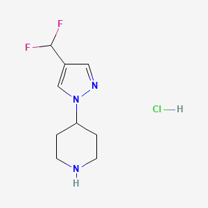 molecular formula C9H14ClF2N3 B1491554 4-[4-(difluoromethyl)-1H-pyrazol-1-yl]piperidine hydrochloride CAS No. 2097965-21-2