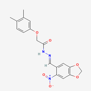 2-(3,4-dimethylphenoxy)-N'-[(E)-(6-nitro-1,3-benzodioxol-5-yl)methylidene]acetohydrazide