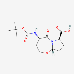 molecular formula C14H22N2O6 B14915798 (4S,7R,9aS)-4-((tert-Butoxycarbonyl)amino)-5-oxooctahydropyrrolo[2,1-b][1,3]oxazepine-7-carboxylic acid 