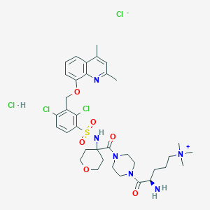 (R)-4-Amino-5-(4-(4-((2,4-dichloro-3-(((2,4-dimethylquinolin-8-yl)oxy)methyl)phenyl)sulfonamido)tetrahydro-2H-pyran-4-carbonyl)piperazin-1-yl)-N,N,N-trimethyl-5-oxopentan-1-aminium chloride hydrochloride