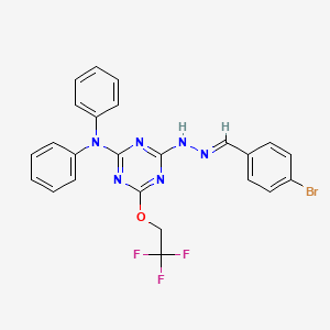 molecular formula C24H18BrF3N6O B14915859 4-Bromobenzaldehyde [4-(diphenylamino)-6-(2,2,2-trifluoroethoxy)-1,3,5-triazin-2-yl]hydrazone 