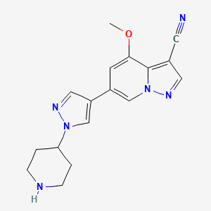 4-Methoxy-6-(1-(piperidin-4-yl)-1H-pyrazol-4-yl)pyrazolo[1,5-a]pyridine-3-carbonitrile