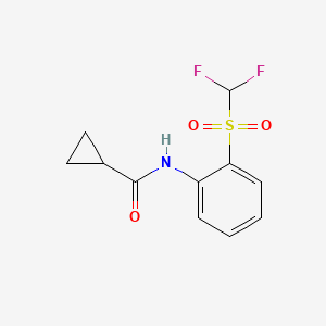 molecular formula C11H11F2NO3S B14915956 n-(2-((Difluoromethyl)sulfonyl)phenyl)cyclopropanecarboxamide 