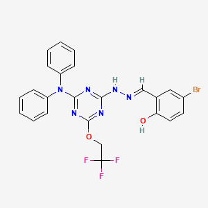 molecular formula C24H18BrF3N6O2 B14916118 4-bromo-2-[(E)-{2-[4-(diphenylamino)-6-(2,2,2-trifluoroethoxy)-1,3,5-triazin-2-yl]hydrazinylidene}methyl]phenol 