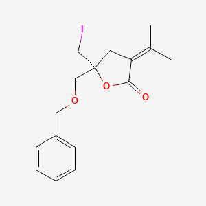 molecular formula C16H19IO3 B14916128 5-((Benzyloxy)methyl)-5-(iodomethyl)-3-(propan-2-ylidene)dihydrofuran-2(3H)-one 