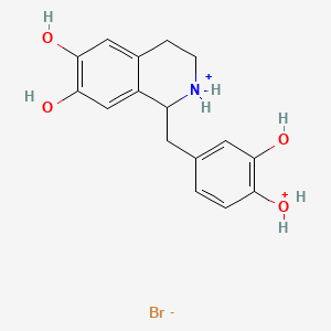 molecular formula C16H19BrNO4+ B14916153 Mono(6,7-dihydroxy-1-(3-hydroxy-4-oxoniobenzyl)-1,2,3,4-tetrahydroisoquinolin-2-ium) monobromide 