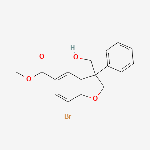 molecular formula C17H15BrO4 B14916186 Methyl 7-bromo-3-(hydroxymethyl)-3-phenyl-2,3-dihydrobenzofuran-5-carboxylate 