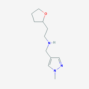 molecular formula C11H19N3O B14916222 n-((1-Methyl-1h-pyrazol-4-yl)methyl)-2-(tetrahydrofuran-2-yl)ethan-1-amine 