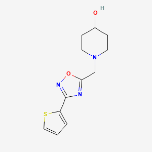 molecular formula C12H15N3O2S B14916247 1-((3-(Thiophen-2-yl)-1,2,4-oxadiazol-5-yl)methyl)piperidin-4-ol 