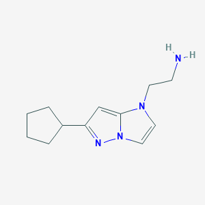 molecular formula C12H18N4 B1491634 2-(6-cyclopentyl-1H-imidazo[1,2-b]pyrazol-1-yl)ethan-1-amine CAS No. 2098023-50-6