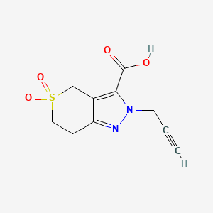 molecular formula C10H10N2O4S B1491646 2-(Prop-2-yn-1-yl)-2,4,6,7-tetrahydrothiopyrano[4,3-c]pyrazole-3-carboxylic acid 5,5-dioxide CAS No. 2098050-27-0
