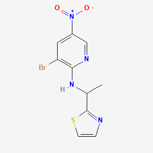 molecular formula C10H9BrN4O2S B14916583 3-Bromo-5-nitro-N-(1-(thiazol-2-yl)ethyl)pyridin-2-amine 