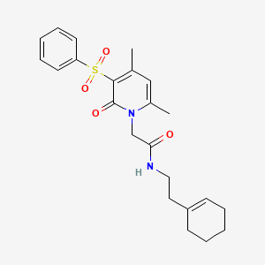 molecular formula C23H28N2O4S B14916665 N-(2-(Cyclohex-1-en-1-yl)ethyl)-2-(4,6-dimethyl-2-oxo-3-(phenylsulfonyl)pyridin-1(2H)-yl)acetamide 