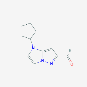 molecular formula C11H13N3O B1491677 1-cyclopentyl-1H-imidazo[1,2-b]pyrazole-6-carbaldehyde CAS No. 2098025-27-3