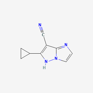molecular formula C9H8N4 B1491681 6-cyclopropyl-1H-imidazo[1,2-b]pyrazole-7-carbonitrile CAS No. 2098057-36-2