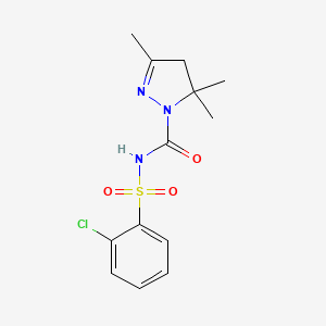 N-[(2-chlorophenyl)sulfonyl]-3,5,5-trimethyl-4,5-dihydro-1H-pyrazole-1-carboxamide