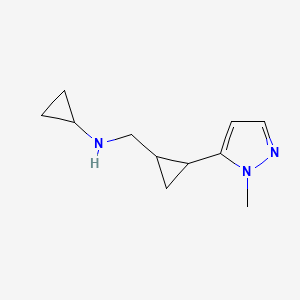 molecular formula C11H17N3 B1491687 N-{[2-(1-methyl-1H-pyrazol-5-yl)cyclopropyl]methyl}cyclopropanamine CAS No. 1597254-10-8