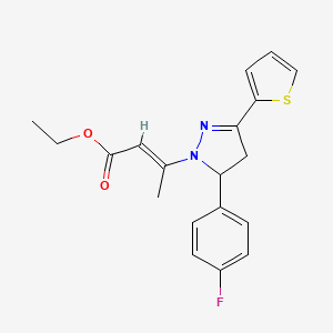 ethyl (2E)-3-[5-(4-fluorophenyl)-3-(thiophen-2-yl)-4,5-dihydro-1H-pyrazol-1-yl]but-2-enoate