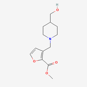 molecular formula C13H19NO4 B14916959 Methyl 3-((4-(hydroxymethyl)piperidin-1-yl)methyl)furan-2-carboxylate 