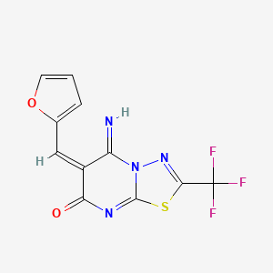 molecular formula C11H5F3N4O2S B14917073 (6E)-6-(furan-2-ylmethylidene)-5-imino-2-(trifluoromethyl)-5,6-dihydro-7H-[1,3,4]thiadiazolo[3,2-a]pyrimidin-7-one 