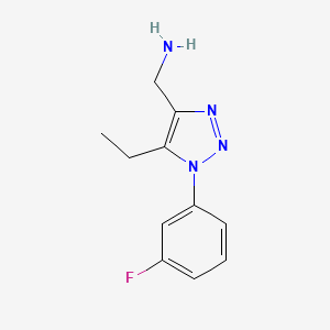 molecular formula C11H13FN4 B1491719 （5-乙基-1-(3-氟苯基)-1H-1,2,3-三唑-4-基）甲胺 CAS No. 1267363-78-9