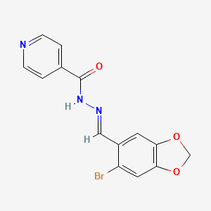 N'-[(E)-(6-bromo-1,3-benzodioxol-5-yl)methylidene]pyridine-4-carbohydrazide