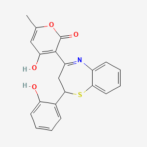 4-hydroxy-3-[2-(2-hydroxyphenyl)-2,3-dihydro-1,5-benzothiazepin-4-yl]-6-methyl-2H-pyran-2-one